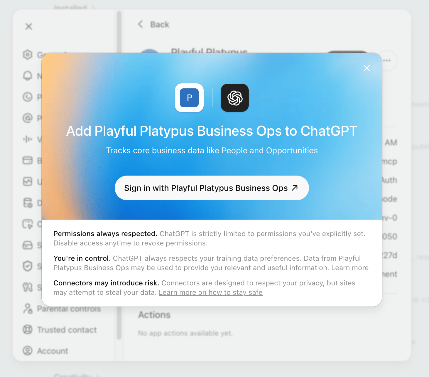 The add-plugin confirmation card