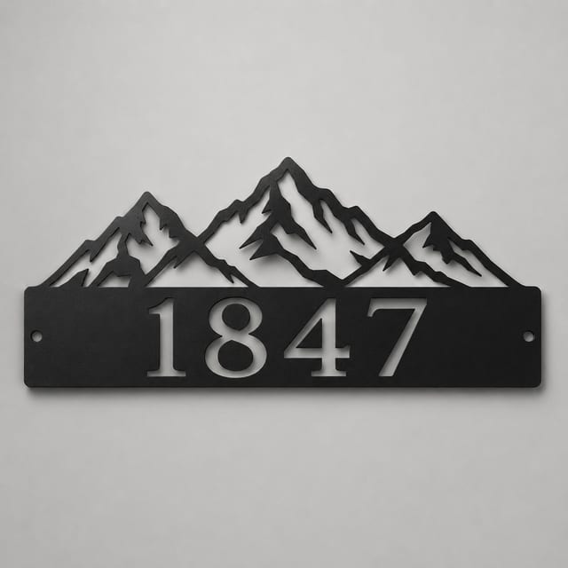 Mountain Range House Number Sign